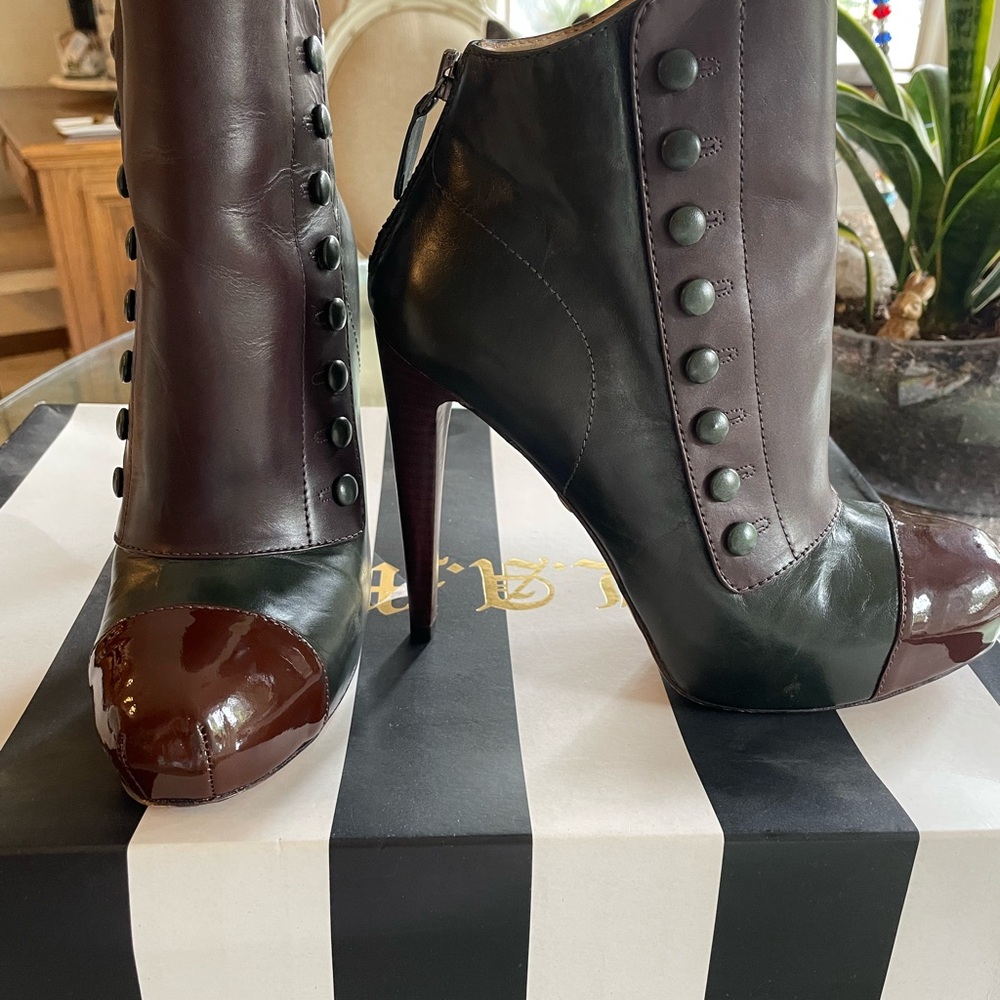 L.A.M.B. Black and Brown Heeled Boots size 7